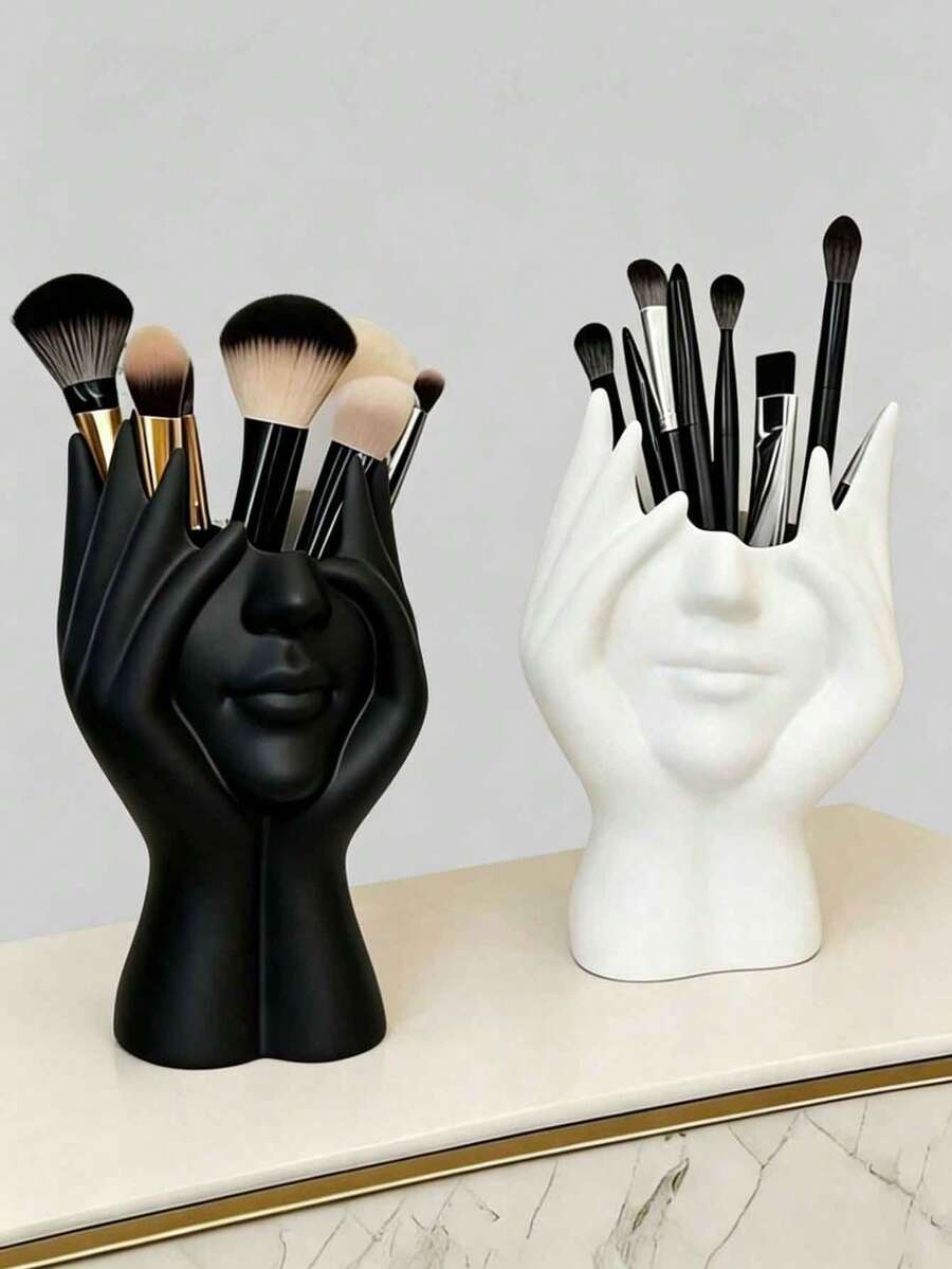 1pc ABS Plastic Creative Makeup Brush Holder - Unique Body Art Design Makeup Brush Holder, Desktop Makeup Brush Storage Rack, Non-Slip, Desktop Decoration, Portable, Suitable For Desktop Or Bathroom Cosmetic Storage, Fashion Design