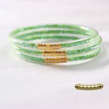3pcs Set Fashion PVC Ultra-Light Ultra-Clear Transparent Plastic Tube Multi-Layer Stackable Rhombus Sequin Bracelets, Suitable For Women's New Year Party Wear, Best Friend Gift - 3 Pieces/set, Diamond Shape - View 14