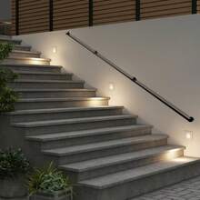 Pipe Handrail Metal Sturdy Load-Bearing Capacity (12 Feet, 3 Section)  Stair Handrail 12 Feet Handrails For Stairs Galvanized Industrial Pipe Railing Indoor Pipe Stair Railing With Wall Mount Support, Round Corner - A - View 3