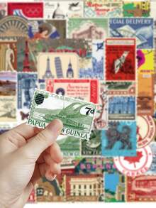 50pcs Retro Travel-Themed Stickers - Nostalgic Vibes - Perfect For Scrapbooks, Parties, Suitcases, Laptops, Phone Cases, And Water Bottles - DIY Fun Gifts School Supplies - 50pcs/pack - View 7