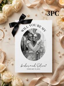 1/3pcs Personalized Will You Be My Bridesmaid Proposal Card, Custom Photo And Text Bridesmaid Card,Customizable Wedding Bridal Party Invitation Card - Multicolor - View 10