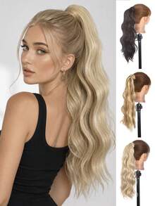 18 Inch Long Wavy Ponytail Hair Extensions For Women, Synthetic Wrap‑Around Clip In Ponytail Wig Hair Accessories, Halloween - Multicolor - View 1