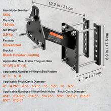 Spare Tire Carrier For Trailers, 73 Kg Capacity, Fits 4, 5, 6 And 8 Inch Wheels, Bolt Patterns Compatible With Various Trailer Models - A - View 7