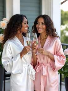 1 buah Jubah Pengantin Satin Wanita yang Disesuaikan, Desain Lengan Pendek, Teks yang Dapat Disesuaikan, Cocok untuk Pengantin dan Pengiring Pengantin, Jubah Satin yang Dipersonalisasi, Jubah Pengantin yang Disesuaikan, Jubah Persiapan Pengiring Pengantin, Jubah Pesta Pernikahan, Jubah Berenda, Jubah Nama yang Disesuaikan, Hadiah Jubah Pengantin, Hadiah Pesta Pengantin, Pakaian Santai Sutra, Sederhana, Menyenangkan, Disesuaikan, Unik, Pakaian Santai Sutra Jubah Pengiring Pengantin yang Serasi, Hadiah Pengantin Spesial, Sahabat, Pacar, Mode Musim Gugur - MultiWarna - View 4