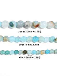 1 String Natural Aquamarines Dragon Pattern Agate Beads Energy Healing Gemstone Beads Diy Jewelry Making Suitable For Bracelets Necklaces 6 8 10mm - Mint Blue - View 4