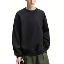 Nike Solo Swoosh Casual Comfort Solid Color Versatile Pullover Fleece Sweatshirt For Men - Black - View 5