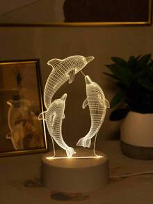 3D海豚LED小夜燈,壓克力海洋動物幻象燈,USB供電臥室檯燈,海洋生物房飾,兒童小夜燈,海洋主題裝飾檯燈,生日聖誕禮物,適合男孩、女孩、海豚愛好者與家人 - 海豚 - 查看 6