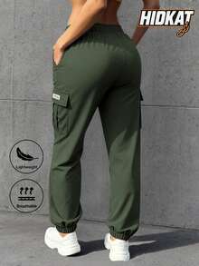 Women's Lightweight Breathable Jogger Pants, Pocket Design, Suitable For Casual Daily Wear In Multiple Occasions Sports - Green - View 2
