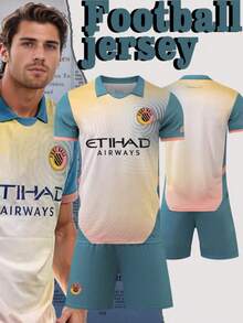 ODMYONO 2025 New Men & Women Football/Soccer Jersey Set, Including Training & Match Jerseys And Shorts, Breathable, Quick-Dry, Moisture-Wicking, Made Of High-Elastic Polyester Fiber, 3D Mesh Patchwork, Professional Team Training & Match Uniforms Spring Sports - Blue - View 5