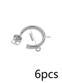 6Pcs 304 Stainless Steel 18K Gold Plated C-Shaped Open Circle Stud Earrings With Jump Ring, DIY Earring Making Supplies/Waterproof And Colorfast - Earrings - View 9