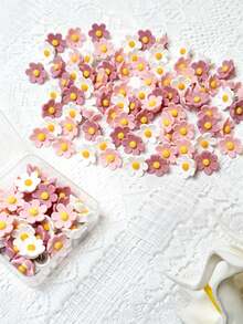 30pcs (With Storage Box) Pastel Cute Flower Push Pins - Pink, Purple, Green, Sewing, Office - Multiple Sizes And Shapes, Cute Push Pins, Back To School - Sets - View 10