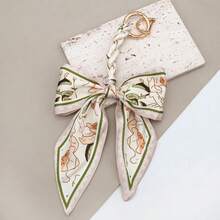 1pc Women's Fashion Versatile Multi-Color Silk Scarf Bow Handmade Woven Pendant, Exquisite Bag Decoration Accessory, Personalized Car Hanging Slouchy Keychain Ribbon, Anti-Loss Convenient Hanging, Suitable For Dates, Gatherings, Birthday Parties - Multicolor - View 12