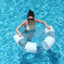 Inflatable Pool Lounge Float Adult Size With Drink Cup Holder Heavy Duty Floating Chair Hammock Water Float For Lake Beach - White - View 3
