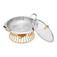 9.45 Inch Table Buffet Chafing Dish, Golden Stainless Steel Round Chafing Dish W/Glass Lid & Holder, Small Pretty Waist Chafing Dish For Parties, Wedding, Camping [A Good Gift For Family And Friends] - 9.45 Inch Golden - View 8