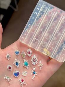1pc Artistic Nail Art Mold Vintage Baroque Gemstone Pattern DIY Nail Accessories 3D Embossed Silicone Mold Essential Tool For Nail Artists - Clear - View 11