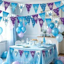 1/3/5 Sets Winter Party Decorations Snowflake Bunting Snow Scene Paper Banners, For Winter Themed Birthday Party Decorations Supplies - Snowflake Triangle Flag - View 1