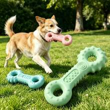 Pet Supplies Double Ring Shaped Dog Chew Toy, Durable Bite-Resistant Teething Stick, Boredom Relief Dog Toy - Multicolor - View 4