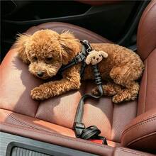 1pc Cute Dog Car Safety Belt, Reflective Woven Strap, Elastic Retractable Leash, New Pet Car Seat Tether Accessory, Suitable For Cats And Dogs - Multicolor - View 10