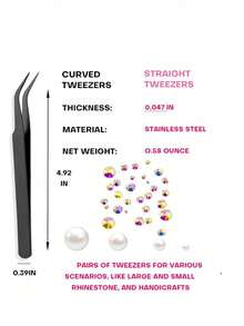 2pcs Dual-Ended Rhinestone Pens, 1pc Rhinestone Tool - Acrylic Handle Dual-Ended Wax Pencil DIY Nail Art Tool With Tweezers - Multicolor - View 5