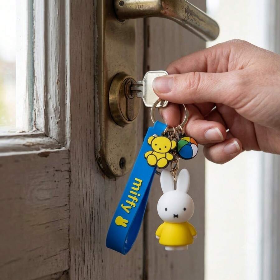 Official Authorized Miffy Classic PVC Keychain Pendant, Bag Charm And Car Key Accessory, Collectible Decoration, Solid Color, 14+ - Yellow - View 1