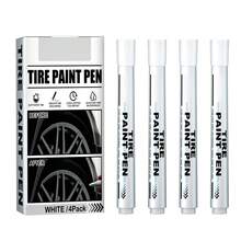 4 Pack White Tire Paint Marker, Waterproof Oil Based Pen For Car Rubber Tyre Tread, Auto Graffiti Tracing Pen - A - View 3