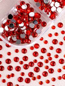 12-Grade Strass Vermelho para Unhas, Cristais de Vidro Vermelho com Base Prateada de Bottom Plano, Pedras Preciosas 3D para Decoração de Arte de Unhas, Adequado para Unhas Acrílicas, Pedras de Unhas Meia-Lua e Vários Tamanhos, Decoração de Arte de Unhas DIY, Suprimentos de Strass para Unhas, Encantos de Unhas - Multicolorido - Visão 5