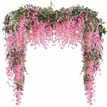 1/3/50pcs 6.56ft Wisteria Vine Ribbon, Artificial Thickened Silk Wisteria Vines Suitable For Wedding, Party, Garden, Decoration, Home Wall Decor, Valentine's Day, Gift And More - Pink - View 1