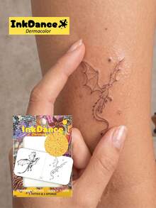 1 Set "Thin Line Dragon" Temporary Tattoo Stickers, Flying Dragon Realistic Tattoo, Waterproof, Realistic Tattoo Effect, Colorful, Easy To Apply And Remove CSX049 - Multicolor - View 7
