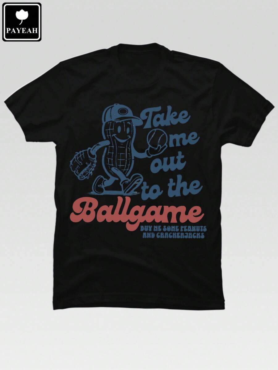 YRMH Heavy Cotton "Take Me To The Game" Funny Baseball T-Shirt - Hitam - View 1