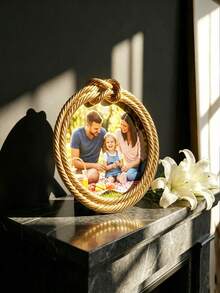 Gold Rope Knot Picture Frame, Nautical Photo Frame With Textured Twisted Cord Design, Tabletop Holder For Wedding Photos, Couple Portraits And Family Pictures, Living Room, Bedroom, Mantel, Desk, Office And Anniversary Gift - Multiple Models 2 - View 4