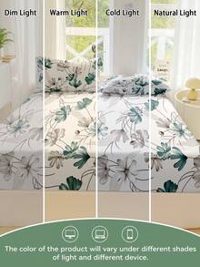1pc Delicate Leaf And Flower Prints Fitted Sheet,Soft Breathable All-Season Bedding, Cozy Nature-Inspired Bed Cover,Easy-Care Bedding Set Suitable For King/Queen/Full/Twin Sizes. Suitable For Home, Dormitory, Apartment & Holiday Gift Giving - Multicolor - View 8