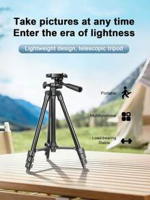 Portable Aluminum Alloy Tripod Stand For Camera, Live Streaming, Photography And Telescope - Black - View 2