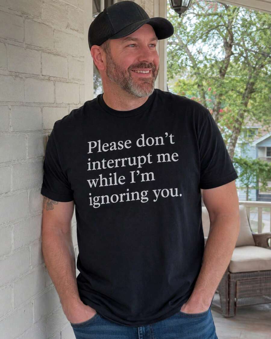 Rude I3;M Ignoring You T-Shirt Mens Womens Funny Slogan Offensive Sarcastic Tee - 黑色 - 查看 1