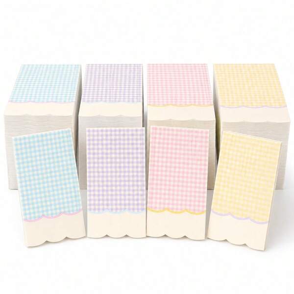 20/40/60pcs, Pastel Gingham Scalloped Paper Guest Towels, 2-Ply Disposable Plaid Print Napkins, Macaron Blue Pink Yellow Purple Check & Wavy Edge Design Tissues Hand Towels For Spring Picnic, BabyShower, Tea Party Supplies, 13*15.7inch