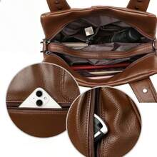 Women's Soft Leather Handbag That Can Be Used As A Shoulder Bag Or Crossbody Bag. Its Design Is Simple, Casual, Elegant And Versatile, Ideal For Middle-Aged Mothers. 26072 - 棕色 - 查看 2