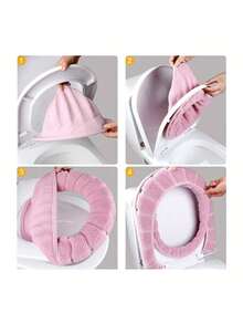 4/2/1pc Universal Thick Plush Toilet Seat Cover, Soft And Comfortable, Washable, Pumpkin Patterned Toilet Seat Cushion - Multicolor - View 5