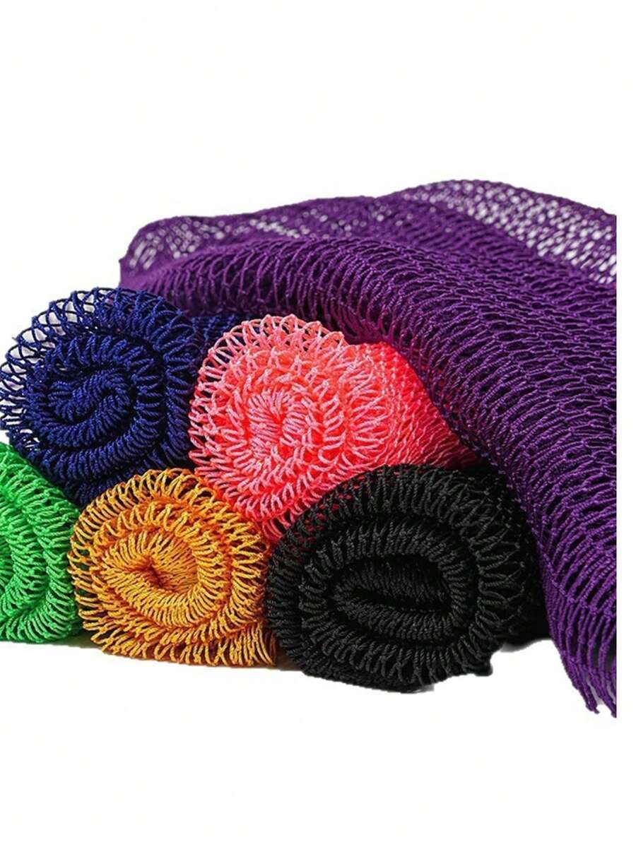 2pcs African Net Sponge, African Exfoliating Net, African Bath Sponge, African Wash Net, African Ghana Sapos Scrubbing Cloth, Body Exfoliating Long Net Shower Body Scrubber Back Scrubber Skin Smoother - Multicolor - View 1