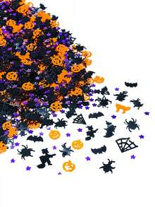 30g Halloween Glitter Confetti, 7 Mixed Patterns, Pumpkin Witch Bat Spider Orange Cat Spider Web Purple Star Colorful Paper, Suitable For Halloween Party, Party Table Decor, DIY Greeting Card Making Materials, Handicraft Decoration Supplies, Balloon Decoration - Multicolor - View 8