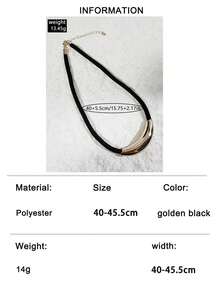1pc/Cool Punk Style Black Handmade Braided Rope Curved Alloy Crescent Moon Adjustable Necklace, Eye-Catching Jewelry For Women's Street Y2K Outfit - 33045-nek-black-eP - View 13