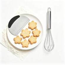 This 2 Pieces Stainless Steel Flour Chopper And Whisk Set Includes A Flour Chopper And Whisk. It's A Multi-Functional Scraper/Chopper For Dough, Pastries, Pizzas, And More, Suitable For Cakes, Pizzas, Bread, And More – An Essential Baking Tool. - View 1