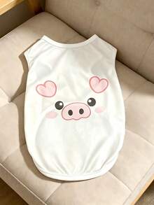 Gilet pour chien à imprimé animal mignon, ensemble de hauts pour animaux de compagnie avec motif de cochon et d'abeille, vêtements de chiot sans manches respirants et légers, convient aux petits et moyens chiens et chats, tenue décontractée douce et élastique pour animaux de compagnie au printemps/été, parfait pour les promenades quotidiennes, les sorties, les cadeaux d'anniversaire et les accessoires pour animaux de compagnie - Multicolore - Voir 2