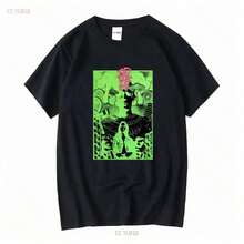 The Golden Horde Band Print T-Shirt, Neo  Irish Punk Style, Vintage 's Size L, Casual Designer Clothing With Vintage Wash Effect, Stylish - 黑色 - 查看 1