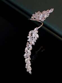 1pc Fashion Leaf Ring For Women, Minimalist Style Adjustable Open Band, Bridal Elegant Accessory Ring - Silver - View 5