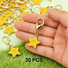 30 Pcs Smiling Star Keychains, Mother's Day Gift, Father's Day Gift, Easter, Thanksgiving Gift, St. Patrick's Day, Back To School Gift, Colleague, Friend Gift, Birthday Gift, Holiday Decoration Essential - View 3