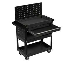 Tool Cabinet, Tool Wagon, Tool Cart, Rolling Cabinet, Steel Roller Cabinet, Handle, 150kg Weight Capacity, Hooks, DIY Drawers, Perforated Panel, Lock, Casters, New Arrival [Black] - A-black - View 1