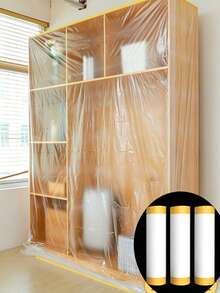 Self-Adhesive Transparent Dust Cover For Home, Extra-Large Elastic Tape-Style Dorm Plastic Film, Waterproof And Dustproof Furniture Cover - Waterproof, Odorless, Heavy-Duty PE Plastic Sheet, Suitable For Painting, Sanding, Car And Home Protection, Also Covers Bed, Sofa, Desk, Cabinet. Seamless Cover Versatile Room Decor Dust Cover, Dustproof And Moisture-Proof Whole House Home Decor Protective Cover, Invisible Flat Wall Decor Dust Cover, Waterproof And Moisture-Resistant Bathroom Decor Dust Cover, Soft-Touch Dust Cover For Autumn Seasonal Decor, Creative Atmosphere Halloween Decor Dust Cover, Random Style. - Multiple Styles - View 11