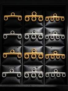 10pcs 18K Gold Plated Stainless Steel Multi-Hole Bar Connectors, Fade-Resistant DIY Jewelry Findings - Stainless Steel Porous Connection - View 2