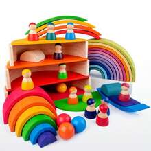 1 Set Mainan Balok Susun Pelangi untuk Anak-Anak, Balok Susun dengan Berbagai Kombinasi Permainan, Interaksi Orang Tua-Anak, Pengembangan Pemikiran Kreatif, Mainan Tantangan Membangun Mandiri, Hadiah untuk Anak-Anak - MultiWarna - View 2