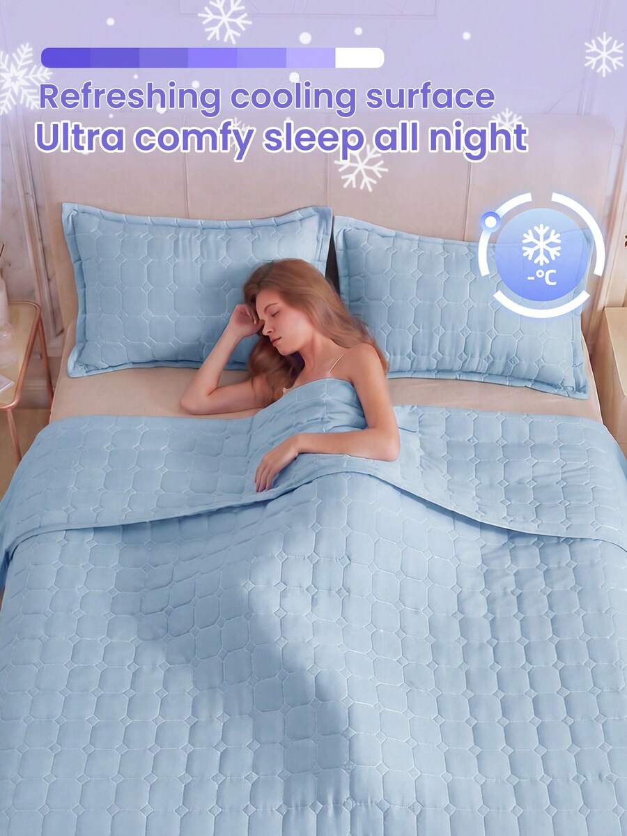 1pc Cooling Air Conditioning Quilt, Blue Bedding Cover, Breathable And Lightweight, Super Soft And Comfortable, Suitable For Single/Double/Queen/King Size Beds, Home And Dorm Use, Pillow And Pillowcase Not Included, Machine Washable