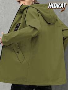 Jaket Windbreaker Ringan Panjang Sedang Pria, Berkerudung dengan Tali Serut, Warna Polos, Cocok untuk Jalan-jalan Santai, Pakaian Sehari-hari, Olahraga, Mendaki, Perjalanan Bersama Pacar, Berkemah, Pakaian Musim Gugur - Hijau - View 3